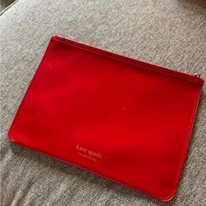 kate spade Red Patent Zip Pouch with Gold Hardware